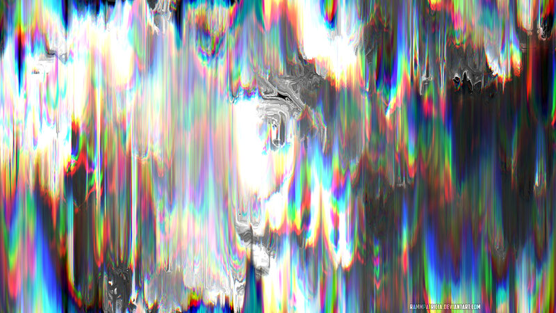 Abstract Digital Glitch Art — White