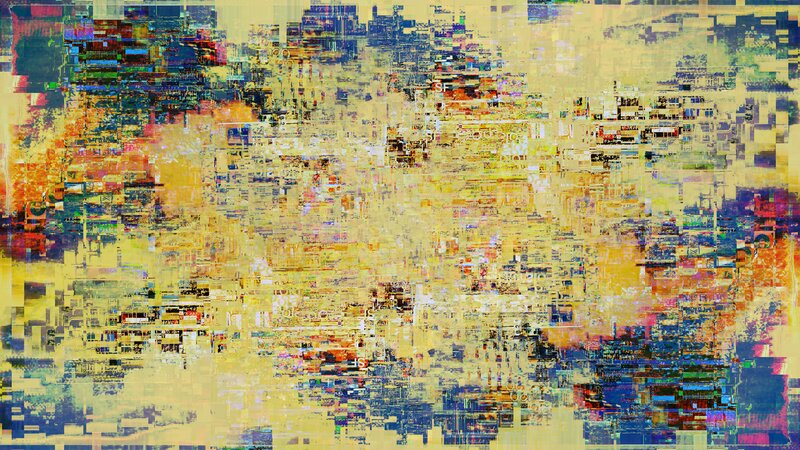 Abstract Digital Glitch Art — Yellow, Chaotic, Digital Art