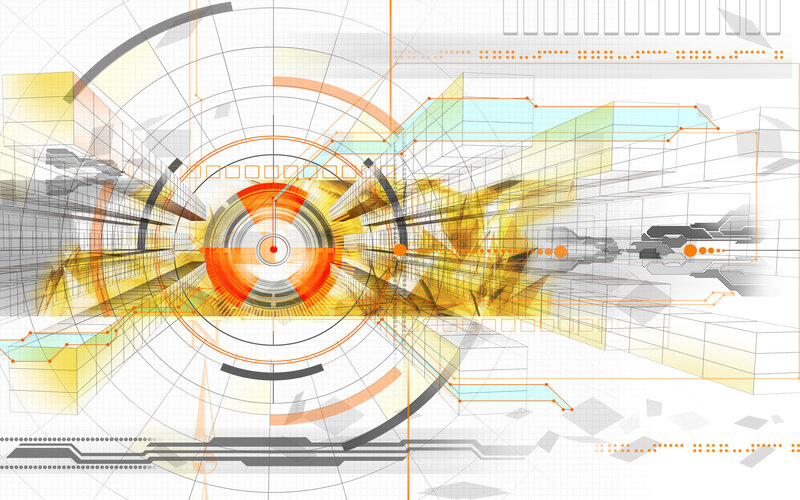 Abstract Digital Interface — Orange, Futuristic