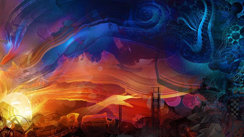 Abstract Digital Landscape — Blue, Dramatic, Digital Art