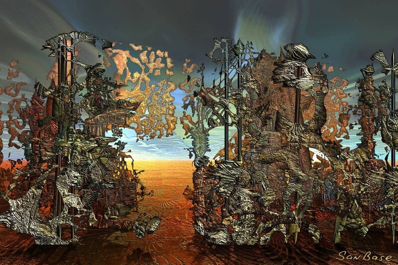 Abstract Digital Landscape — Orange, Dramatic
