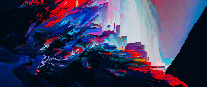 Abstract Digital Landscape — Red, Dramatic