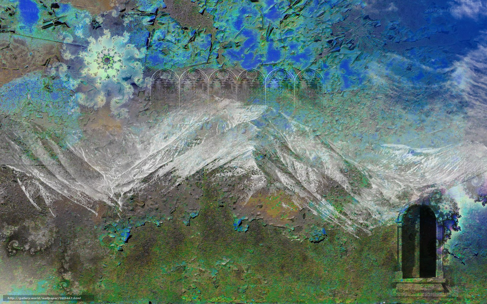 Abstract digital landscape with arches
