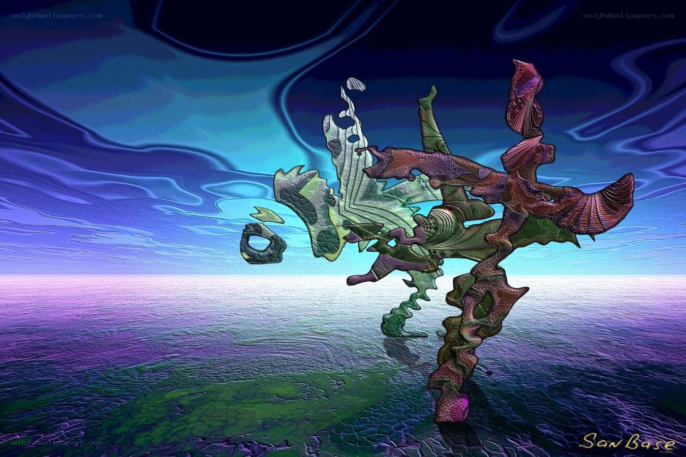 Abstract digital landscape with fractal forms
