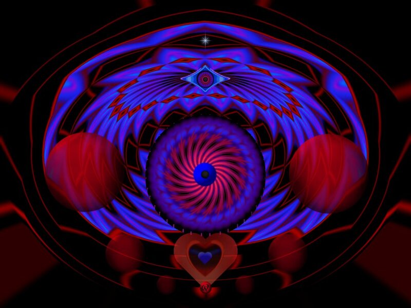 Abstract Digital Mandala — Blue, Hypnotic, Digital Art, Eye
