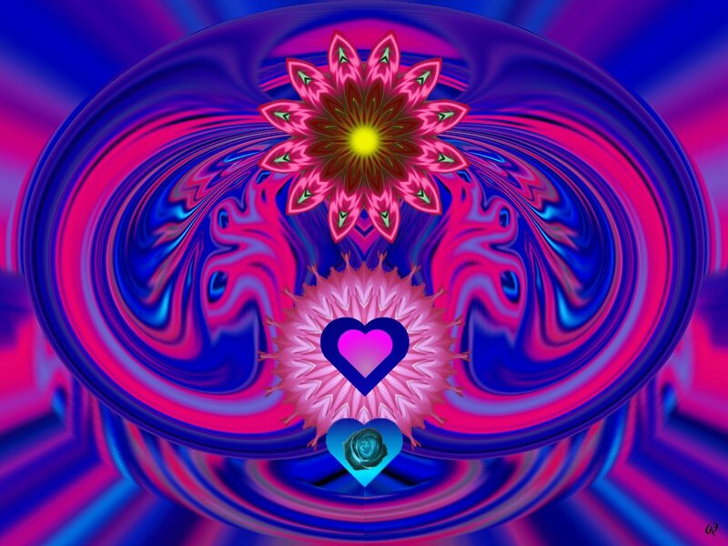 Abstract Digital Mandala — Blue, Hypnotic, Digital Art, Flower