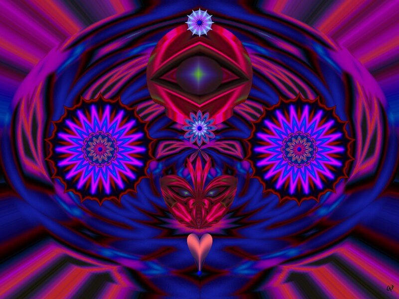 Abstract Digital Mandala — Blue, Hypnotic, Digital Art, Flowers