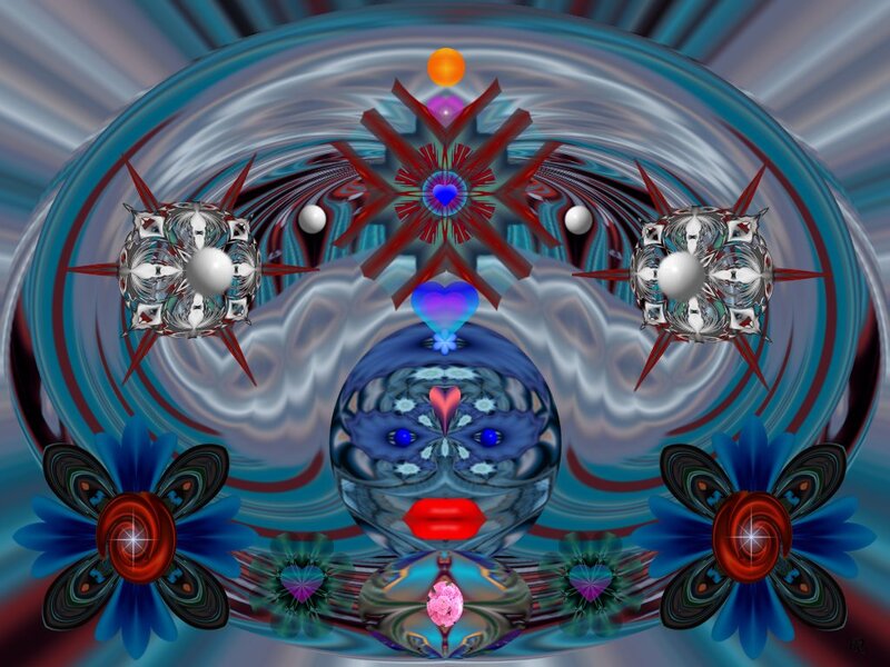 Abstract Digital Mandala — Blue, Hypnotic, Digital Art