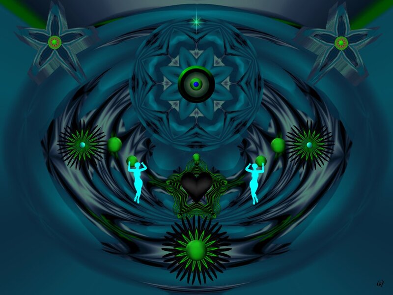 Abstract Digital Mandala — Blue, Hypnotic