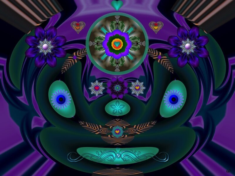 Abstract Digital Mandala — Purple, Hypnotic