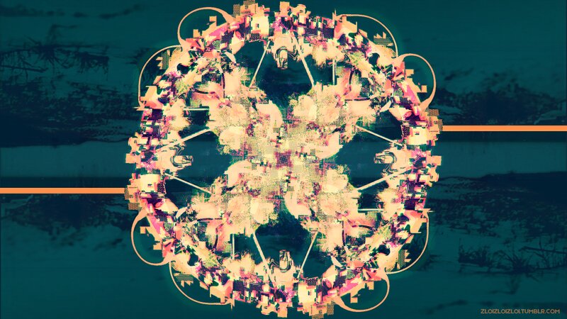 Abstract Digital Mandala — Teal