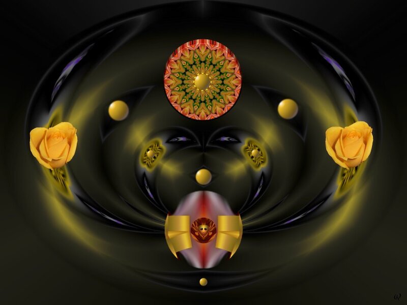 Abstract digital mandala with roses