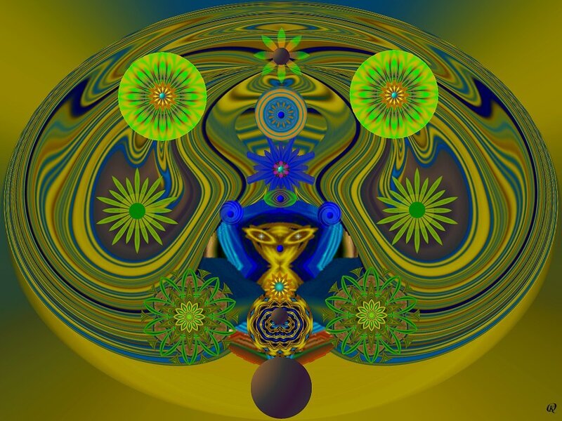 Abstract Digital Mandala — Yellow