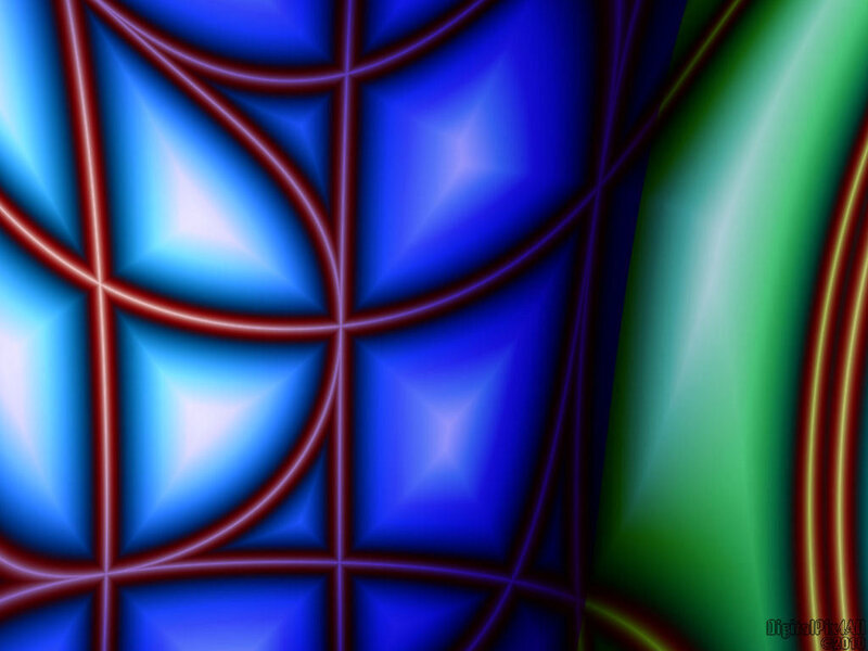Abstract Digital Pattern — Blue, Vibrant, Digital Art, Green