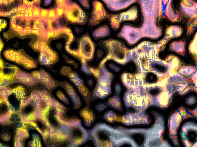 Abstract Digital Pattern — Yellow, Chaotic, Digital Art