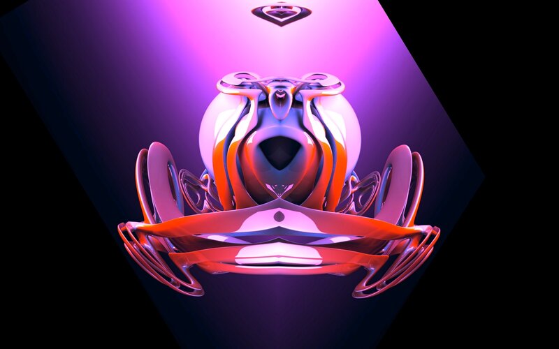 Abstract Digital Sculpture — Purple, Dramatic, 3d Render