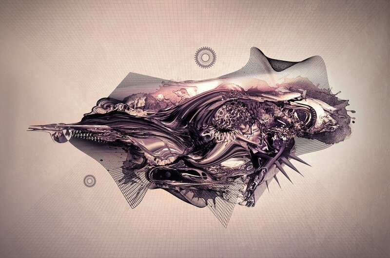 Abstract Digital Sculpture — Purple, Dramatic