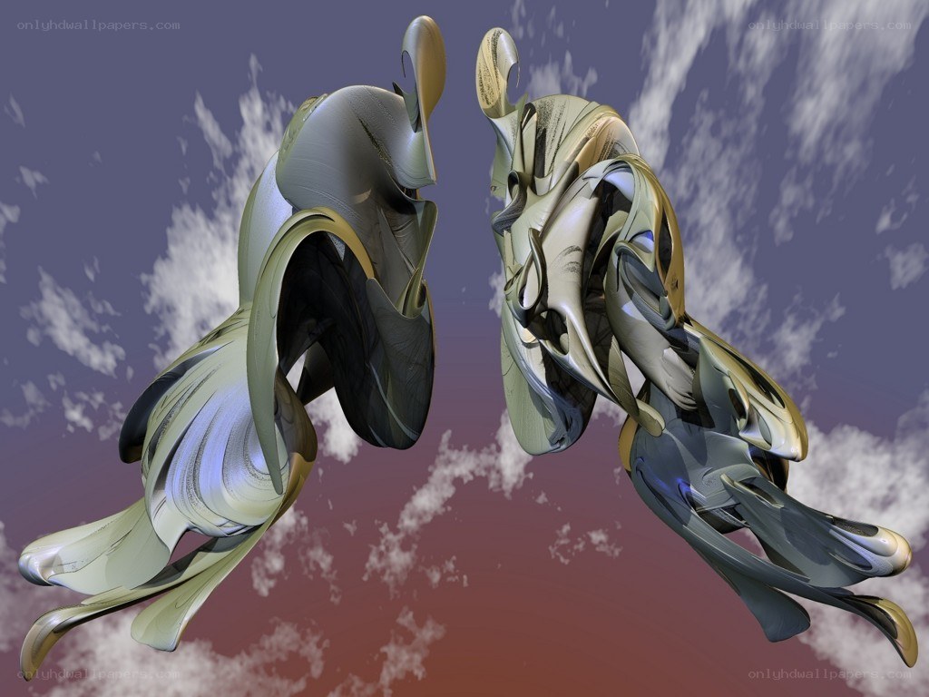 Abstract digital sculptures in sky
