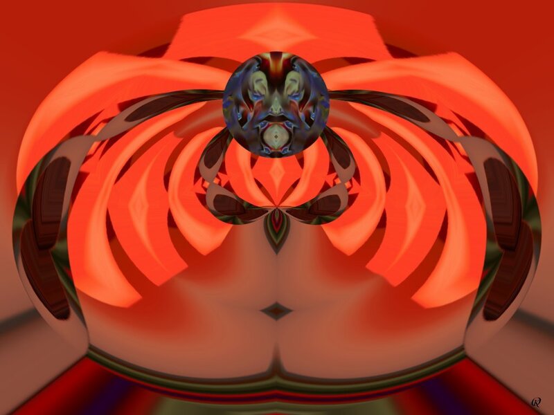 Abstract Digital Sphere — Red, Dramatic, Digital Art