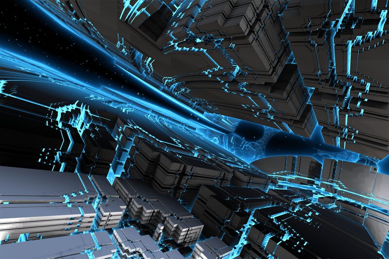 Abstract Digital Structure — Black, Dramatic, Digital Art