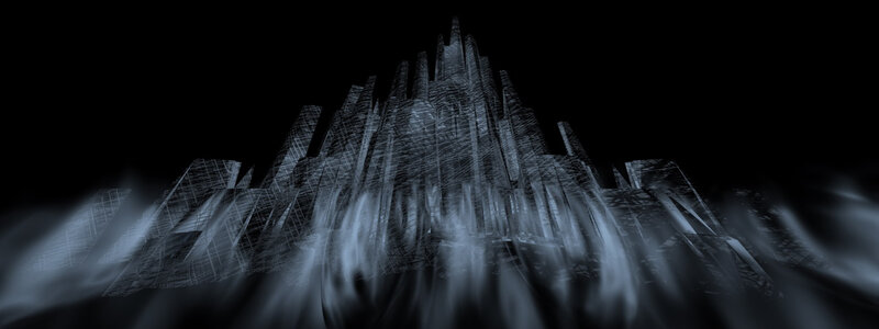Abstract Digital Structure — Black, Dramatic, Digital Art, Wireframe