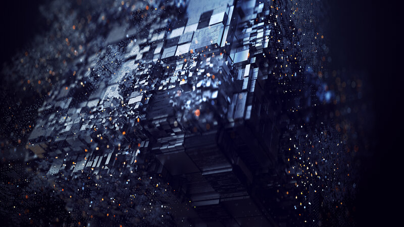 Abstract Digital Structure — Blue, Dark