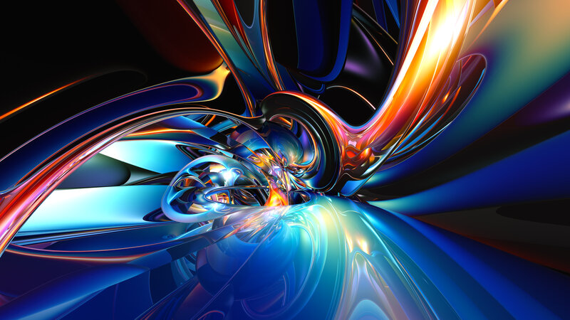 Abstract Digital Swirl — Blue, Dynamic, Digital Art