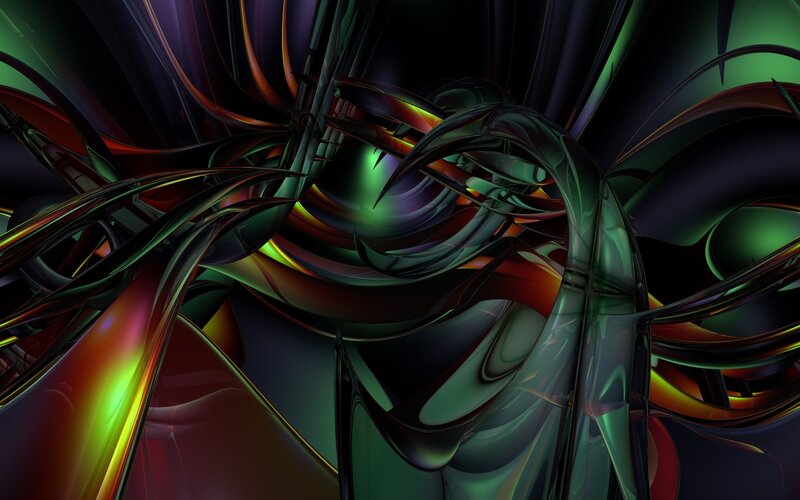 Abstract Digital Swirls — Green, Dark