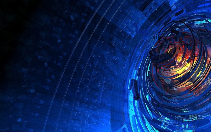 Abstract Digital Tunnel — Blue, Dramatic