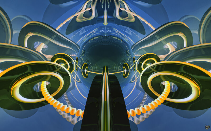 Abstract Digital Tunnel — Blue