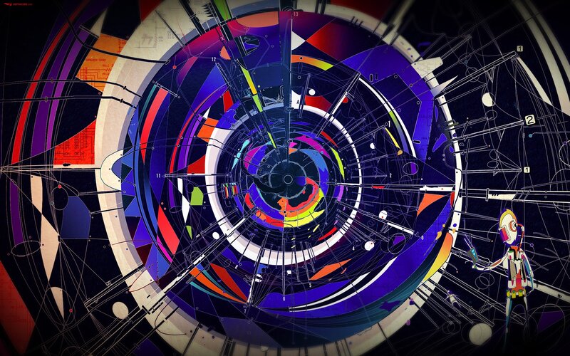 Abstract Digital Tunnel — Purple, Dramatic