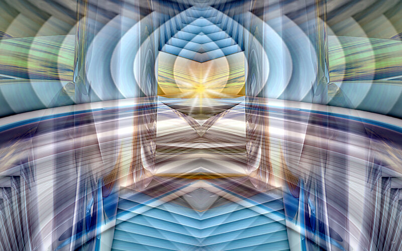 Abstract digital tunnel with light