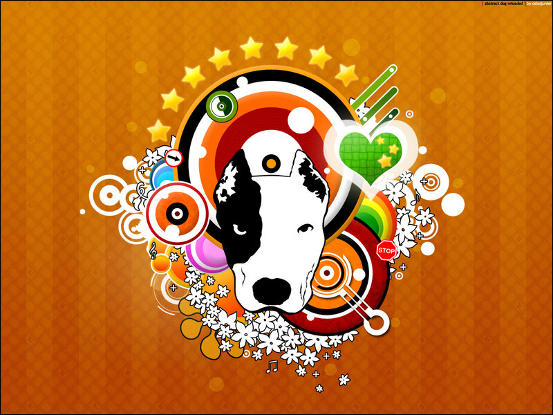 abstract dog collage art