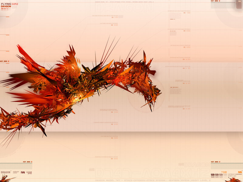 Abstract dragon design on grid