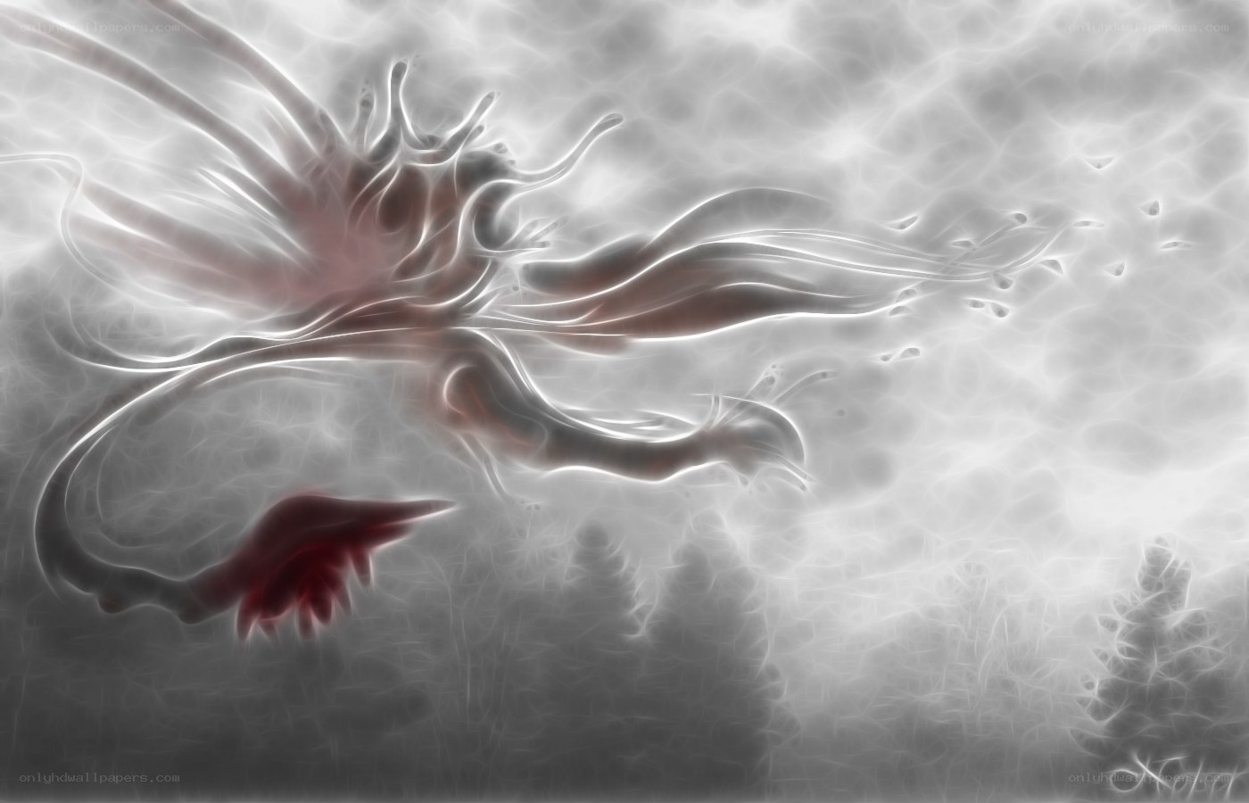 Abstract dragon in mist