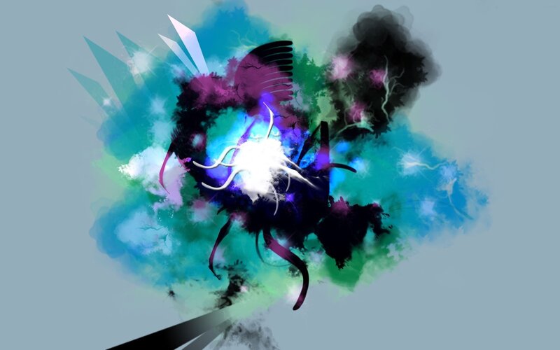 Abstract Energy Burst — Blue, Chaotic