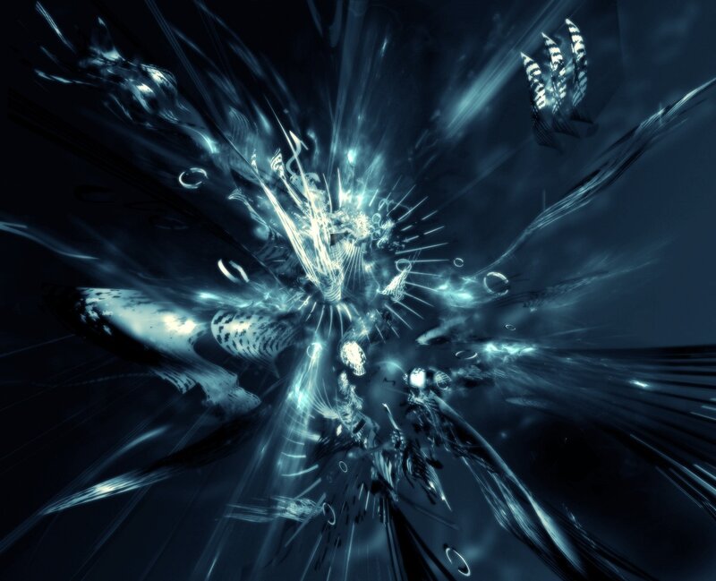 Abstract Energy Burst — Blue, Dramatic, Digital Art