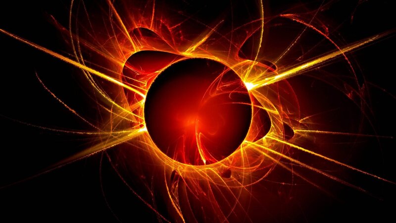 Abstract Energy Burst — Red, Dramatic, Digital Art, Circle