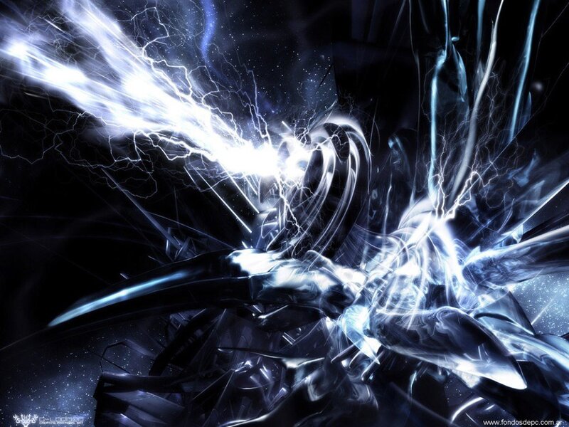 Abstract Energy Explosion — Black, Dramatic, Digital Art, Lightning, Shards