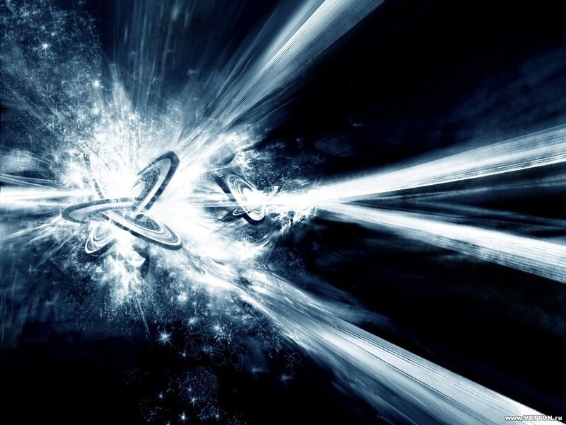 Abstract Energy Explosion — Blue, Dramatic, Digital Art, Light Beams, Stars