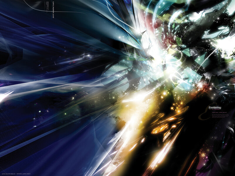Abstract Energy Explosion — Blue, Dramatic, Digital Art, Light Streaks