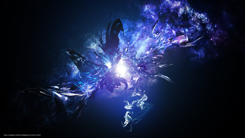 Abstract Energy Explosion — Blue, Dramatic, Digital Art