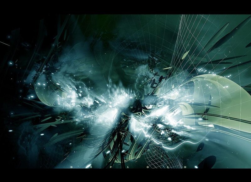 Abstract Energy Explosion — Green, Dramatic