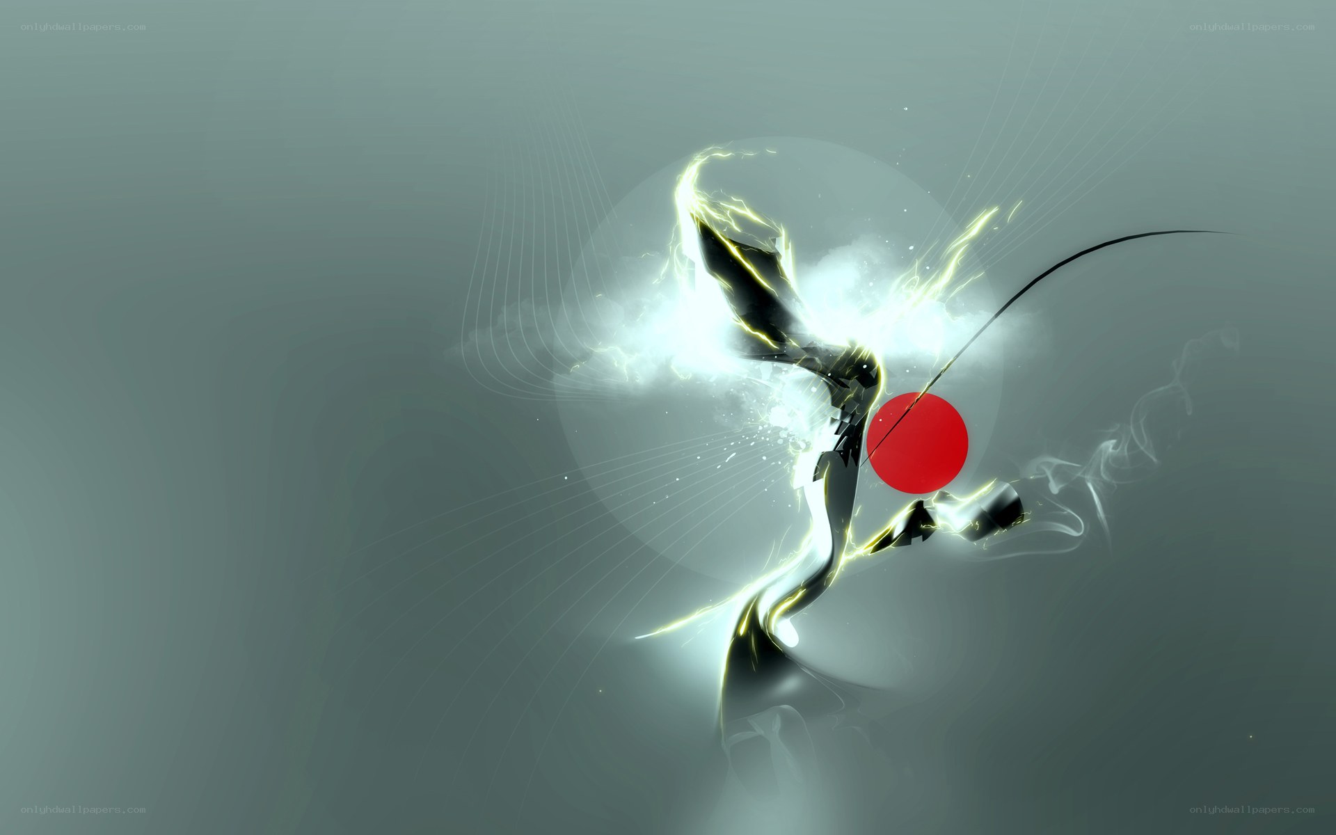 abstract energy figure with red circle