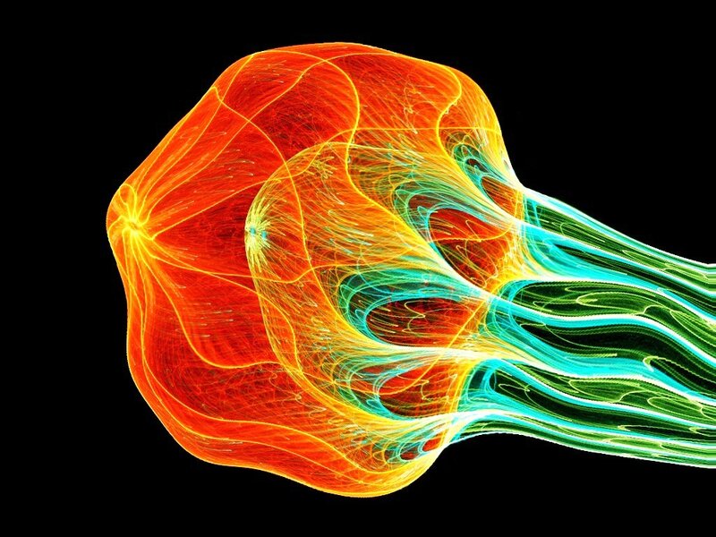 Abstract Energy Flow — Red, Dynamic, Digital Art