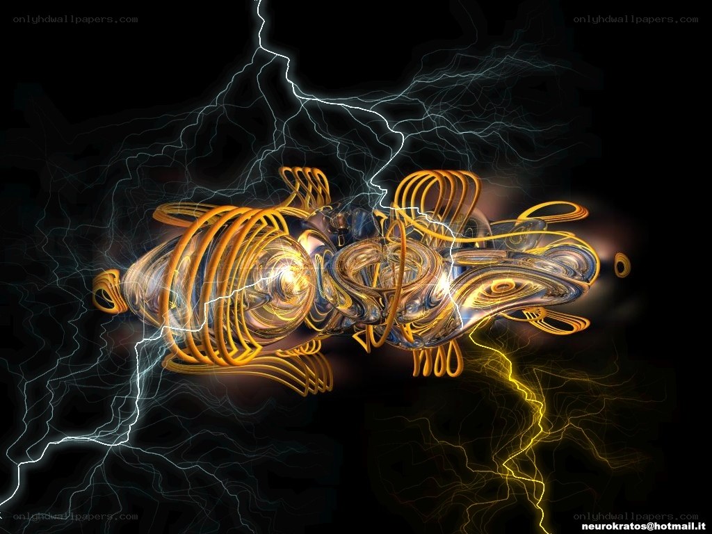 Abstract energy sculpture with lightning