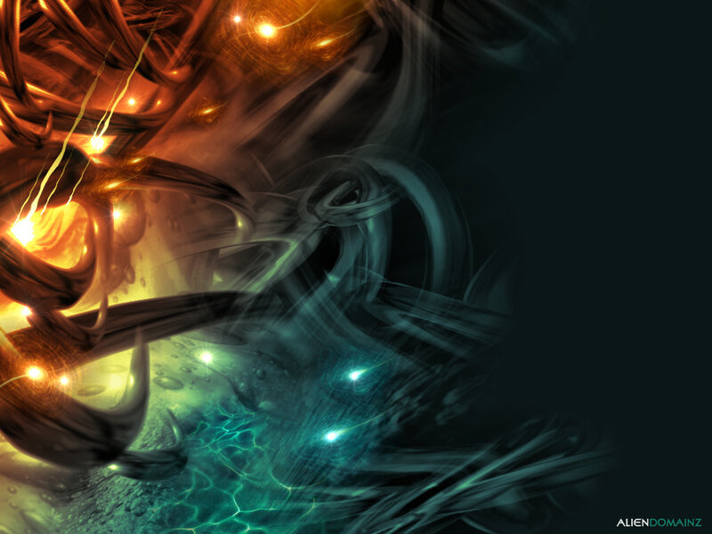 Abstract Energy Swirls — Orange, Dramatic, Digital Art, Light