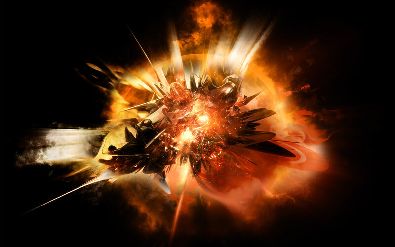 Abstract Explosion — Orange, Dramatic, Digital Art
