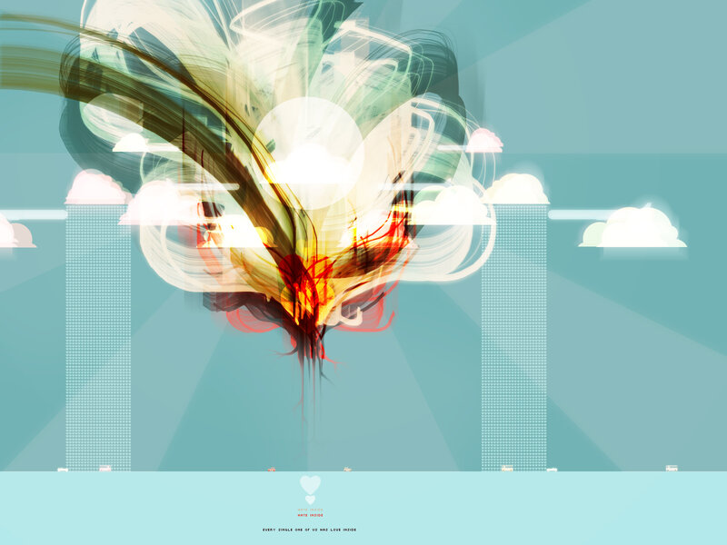 abstract explosion over city
