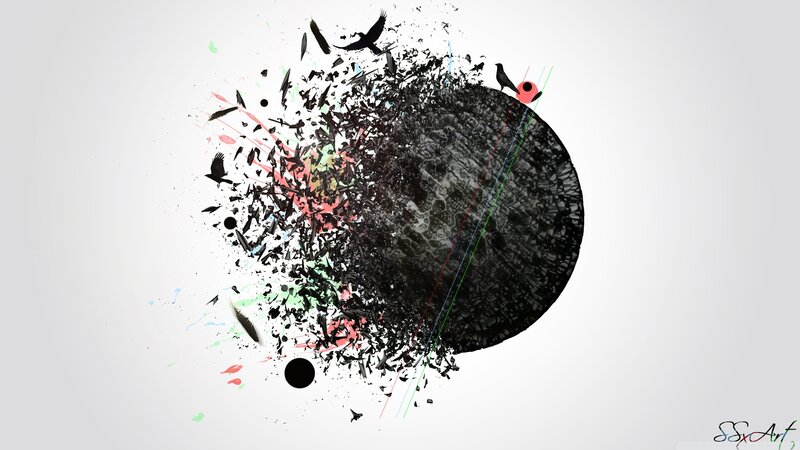 abstract explosion with birds